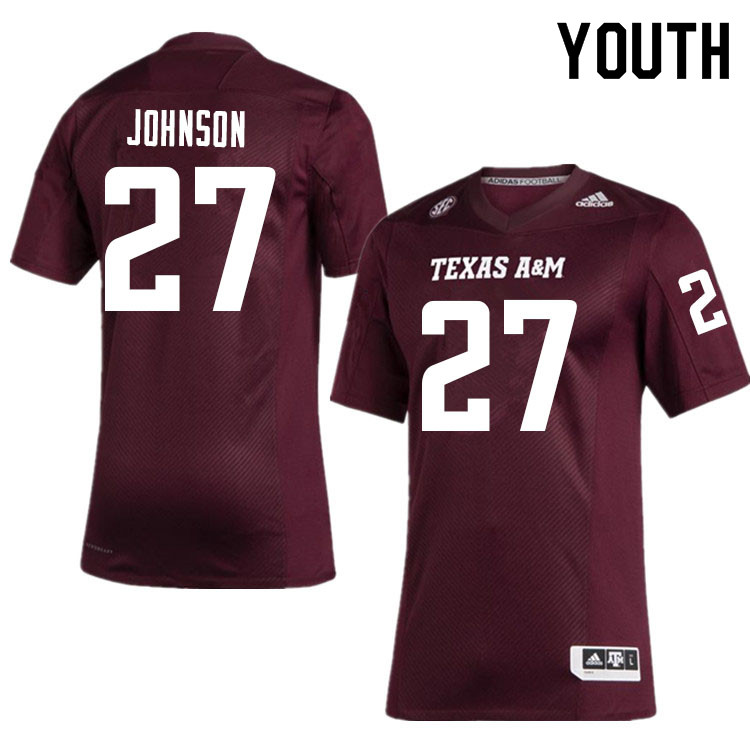 Youth #27 Antonio Johnson Texas A&M Aggies College Football Jerseys Sale-Maroon - Click Image to Close